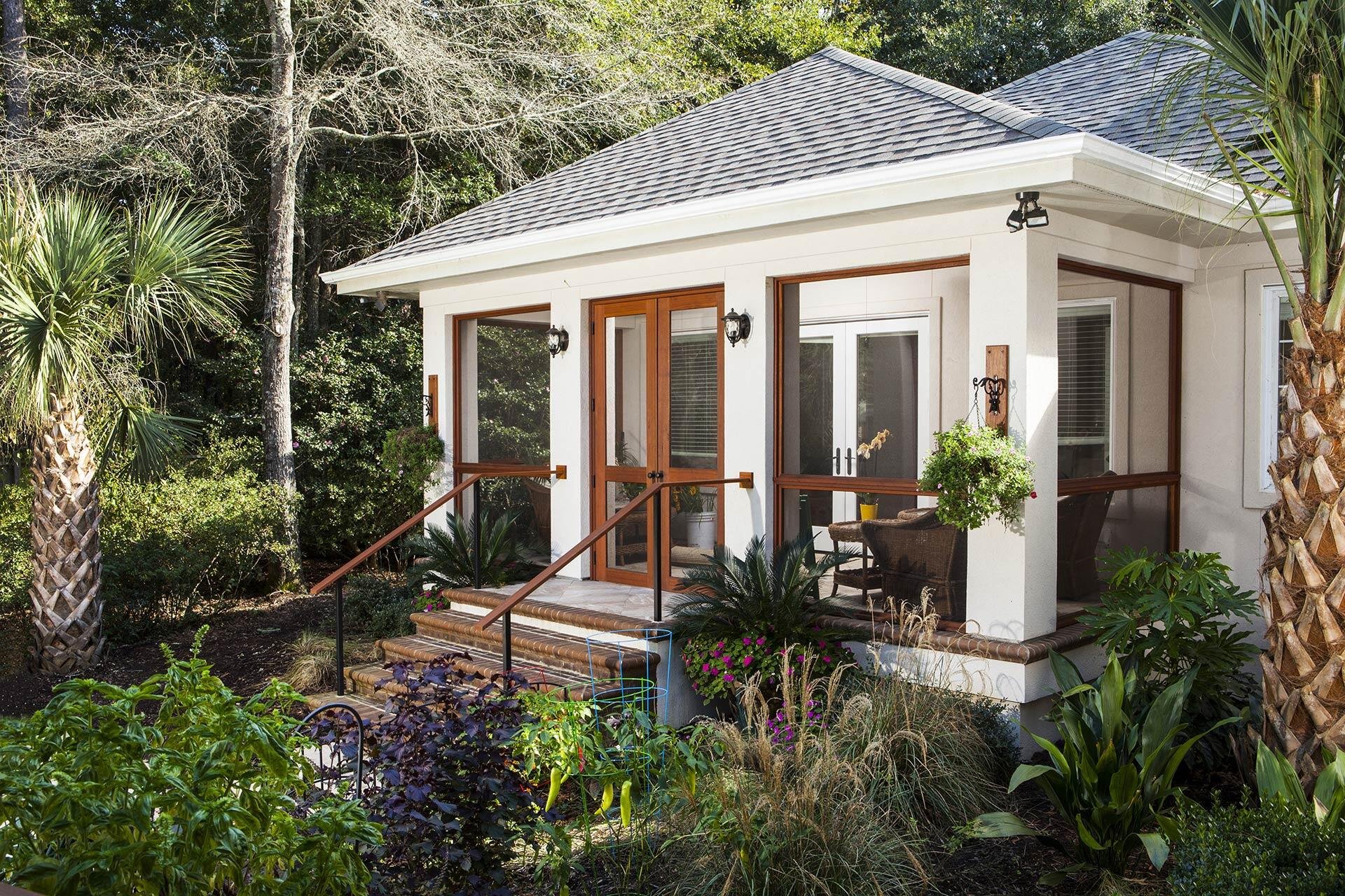 Outdoor living space designed for coastal North Carolina conditions