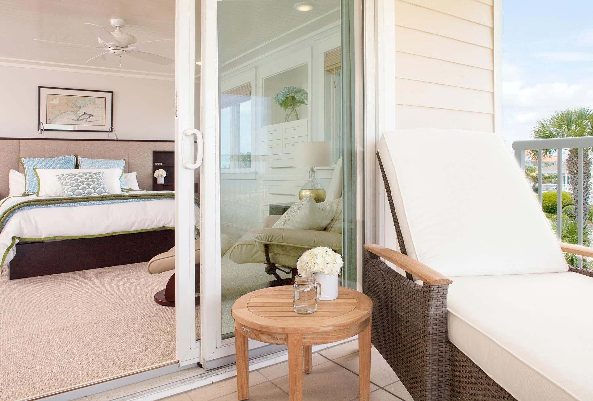 Luxury master suite opening to outdoor lounge by Balding Design Build in Midtown Area, NC